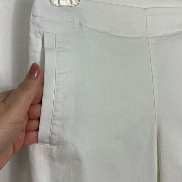 Lacoste White Cotton Blend Slim Fit Mid Rise Cropped Pants Size 4 - Picture 2 of 10